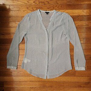 Ann Taylor Black & Beige Patterned Long Sleeve Top